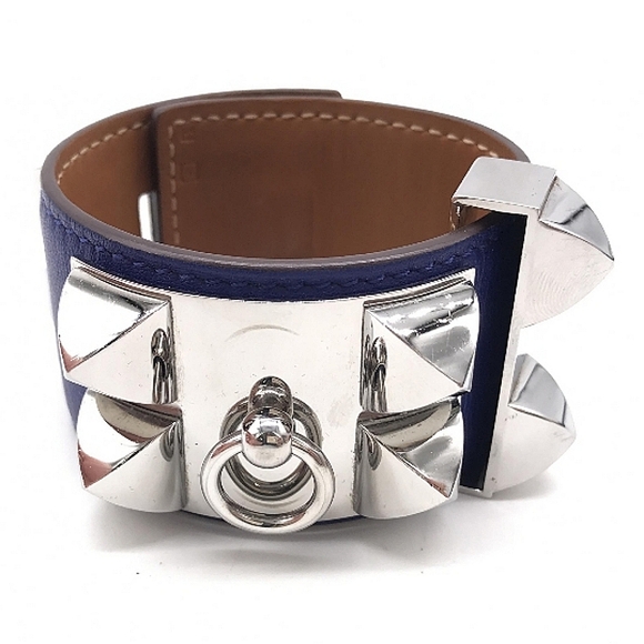 HERMÈS Authentic Collier De Chien 24 Bracelet Discontinued Color: Blue In Box - Picture 14 of 16